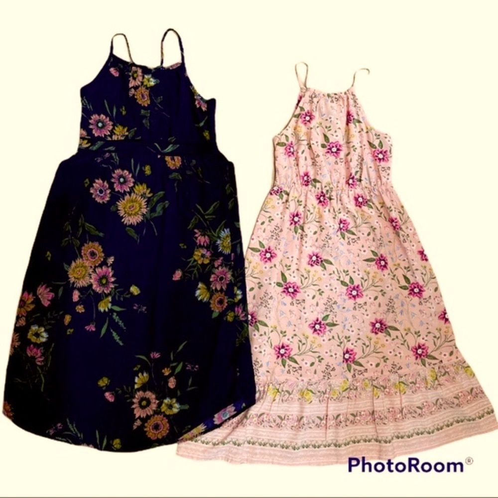 2 Old Navy Girls floral sundresses pink/blue Sz 8